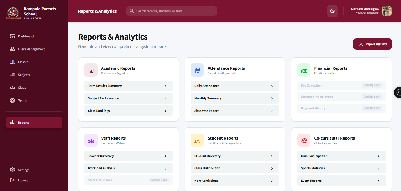 Reports and analytics